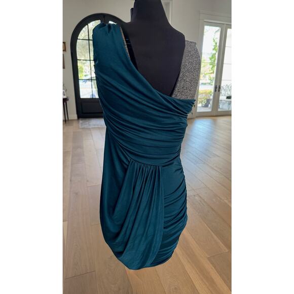 Akira Black Label One Shoulder Ruched Mini Grecian Cocktail Dress Sz S - Picture 2 of 12